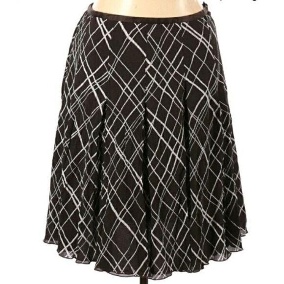 Ellen Tracy Parochial Crinkle Silk Pleated Plaid Full Tea Length Skirt Sz 14 - Picture 3 of 10